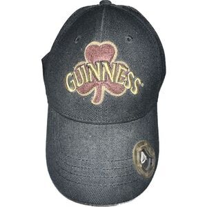 NEW GUINNESS BEER Truckers Strapback Cap/Hat Black W/Bottle Opener On The Visor!